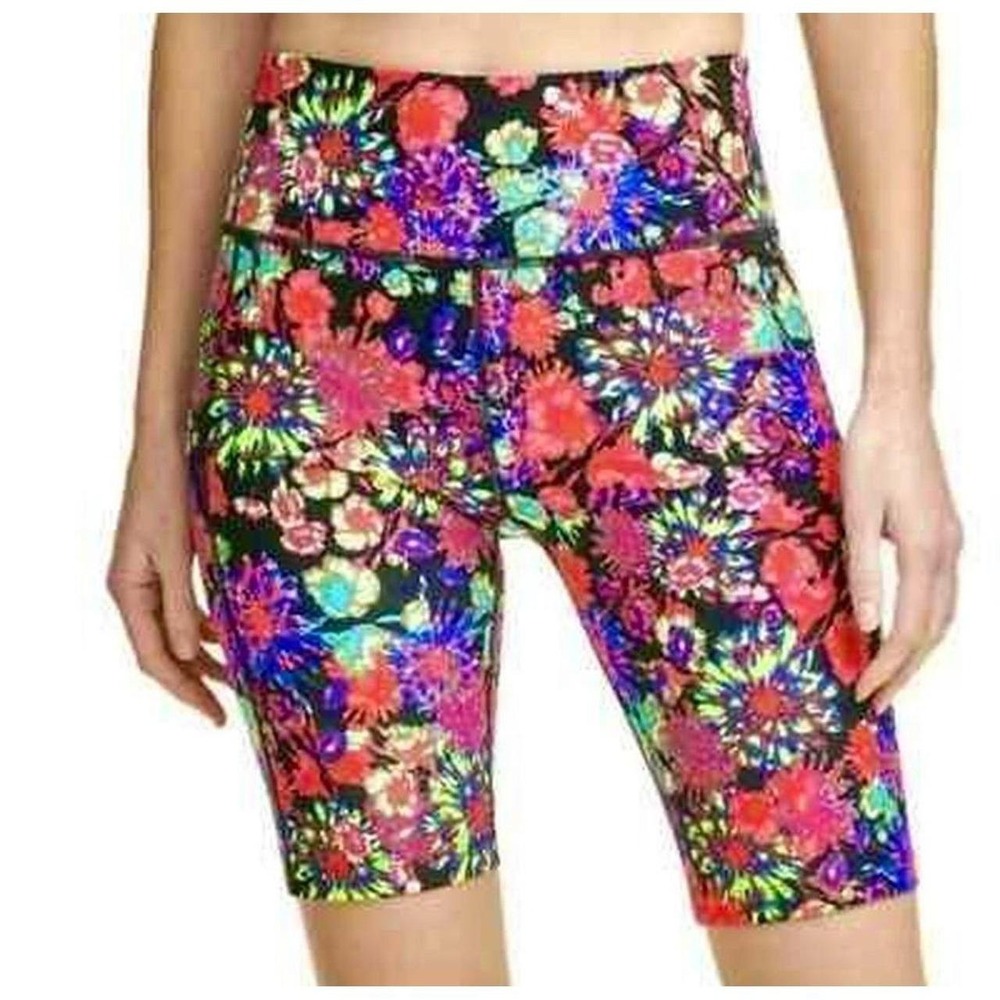 NWT Calvin Klein Performance Floral Print High-Waisted Yoga Workout Bike Shorts